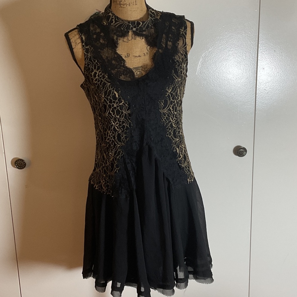 Maurices Black and Gold Lace Dress
